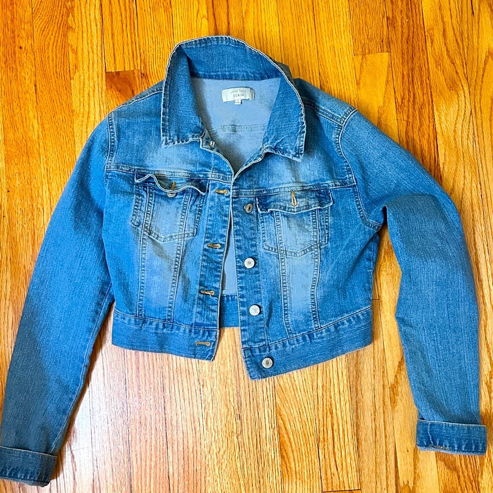 Cropped Denim long sleeve jacket